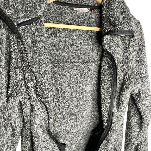 Womens So Heritage Gray And Black faux fur full zip jacket Sz S - Picture 4 of 7